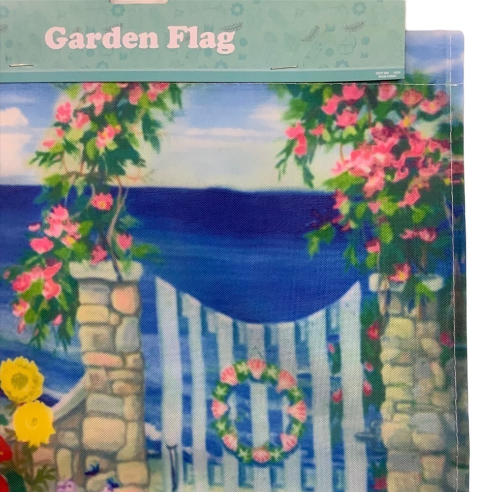 Garden Yard Flag Coastal Nautical Welcome Floral Flag Blue Multicolor 12 X 18 in - Picture 7 of 11